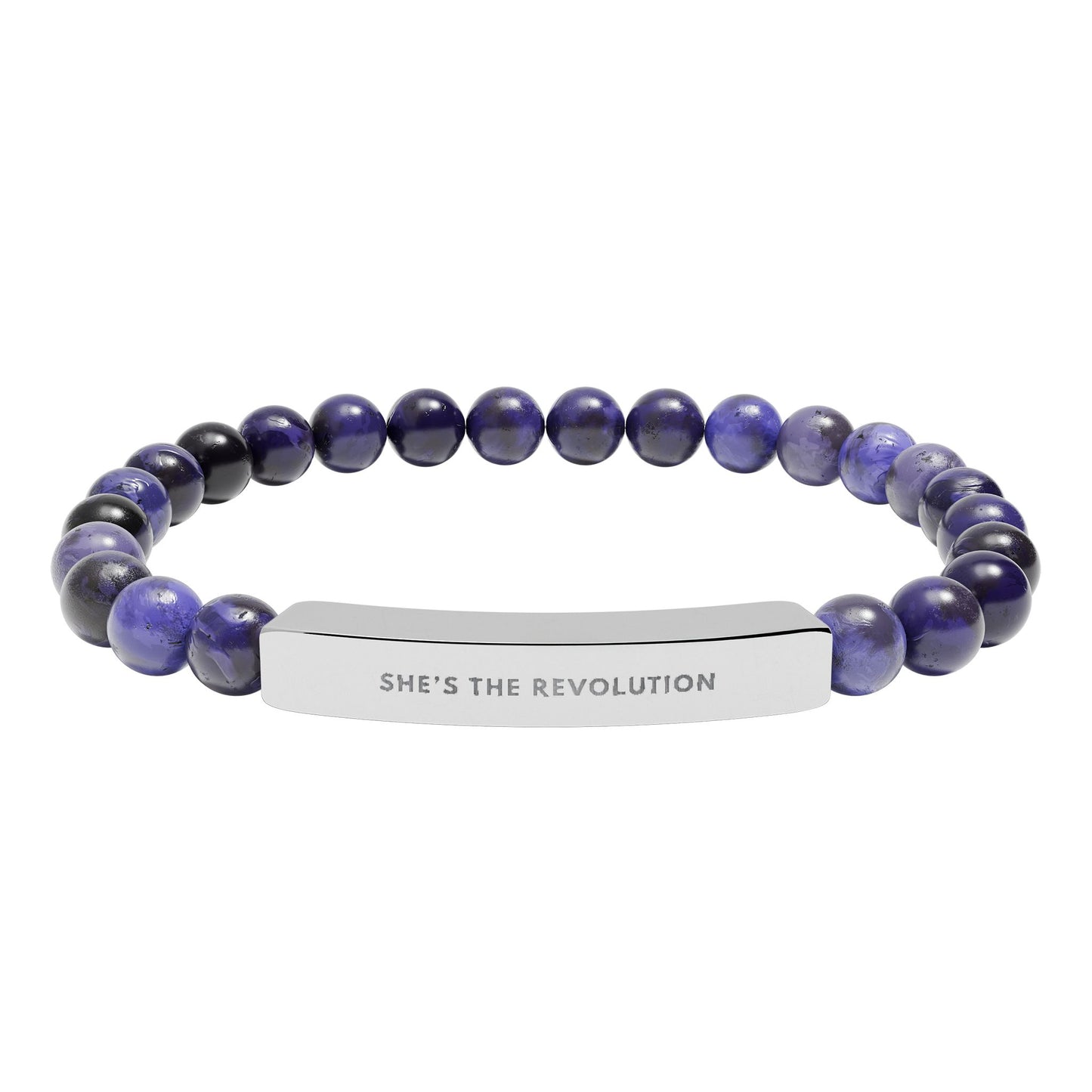 She's The Revolution | Empowering Feminist Mantra Bracelet | Chakra Crystals