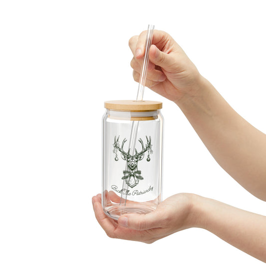 Buck the Patriarchy Christmas Deer Glass Tumbler