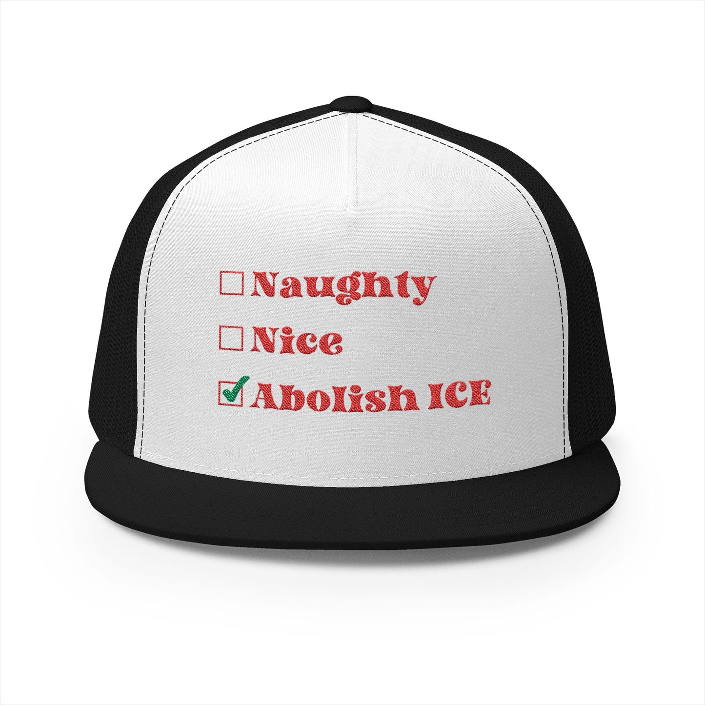 Naughty Nice Abolish ICE Skating Christmas Trucker Cap