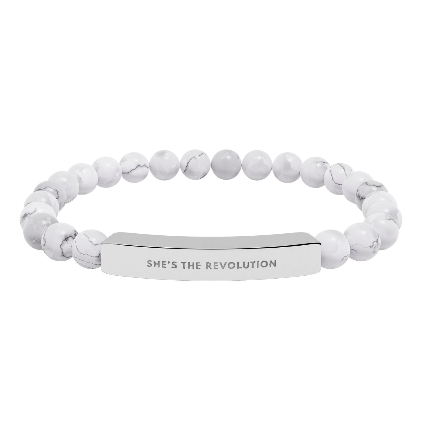 She's The Revolution | Empowering Feminist Mantra Bracelet | Chakra Crystals