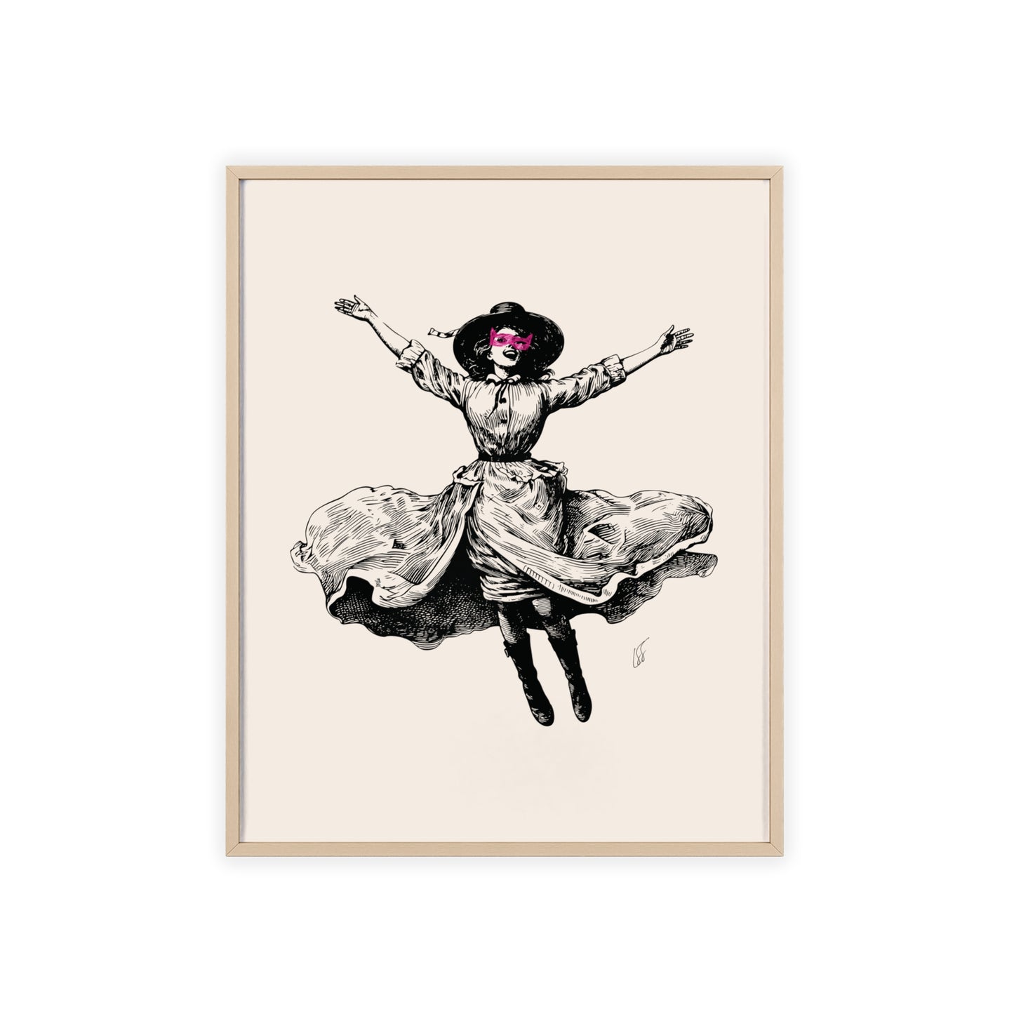 Masked Vigilante Vintage Woman 2 | Framed Wall Art