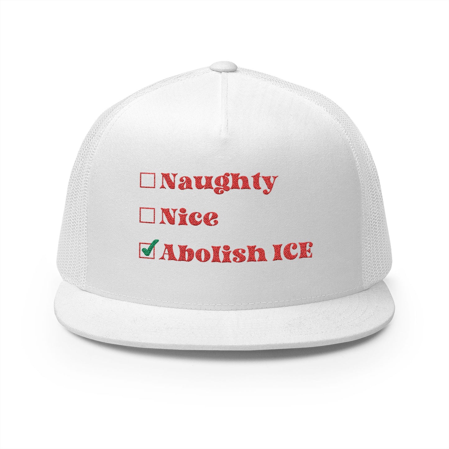 Naughty Nice Abolish ICE Skating Christmas Trucker Cap