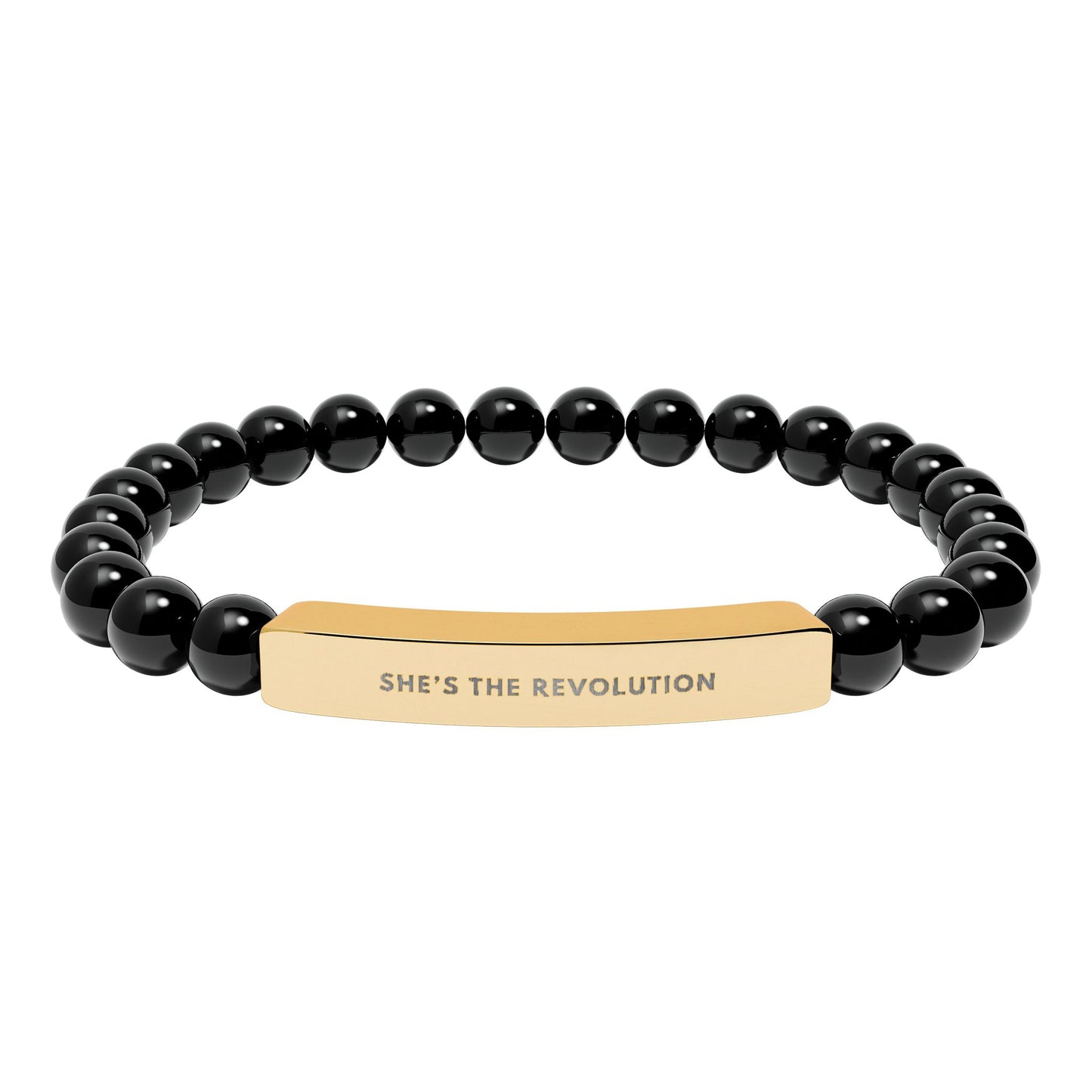 She's The Revolution | Empowering Feminist Mantra Bracelet | Chakra Crystals