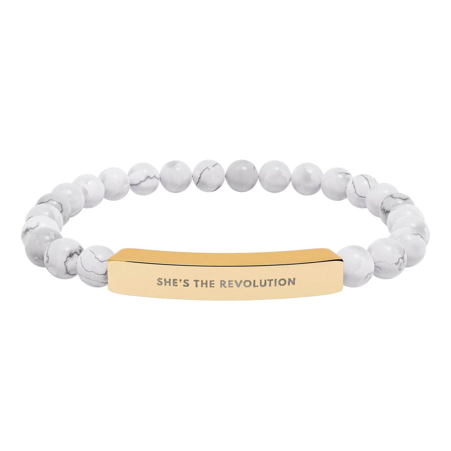 She's The Revolution | Empowering Feminist Mantra Bracelet | Chakra Crystals
