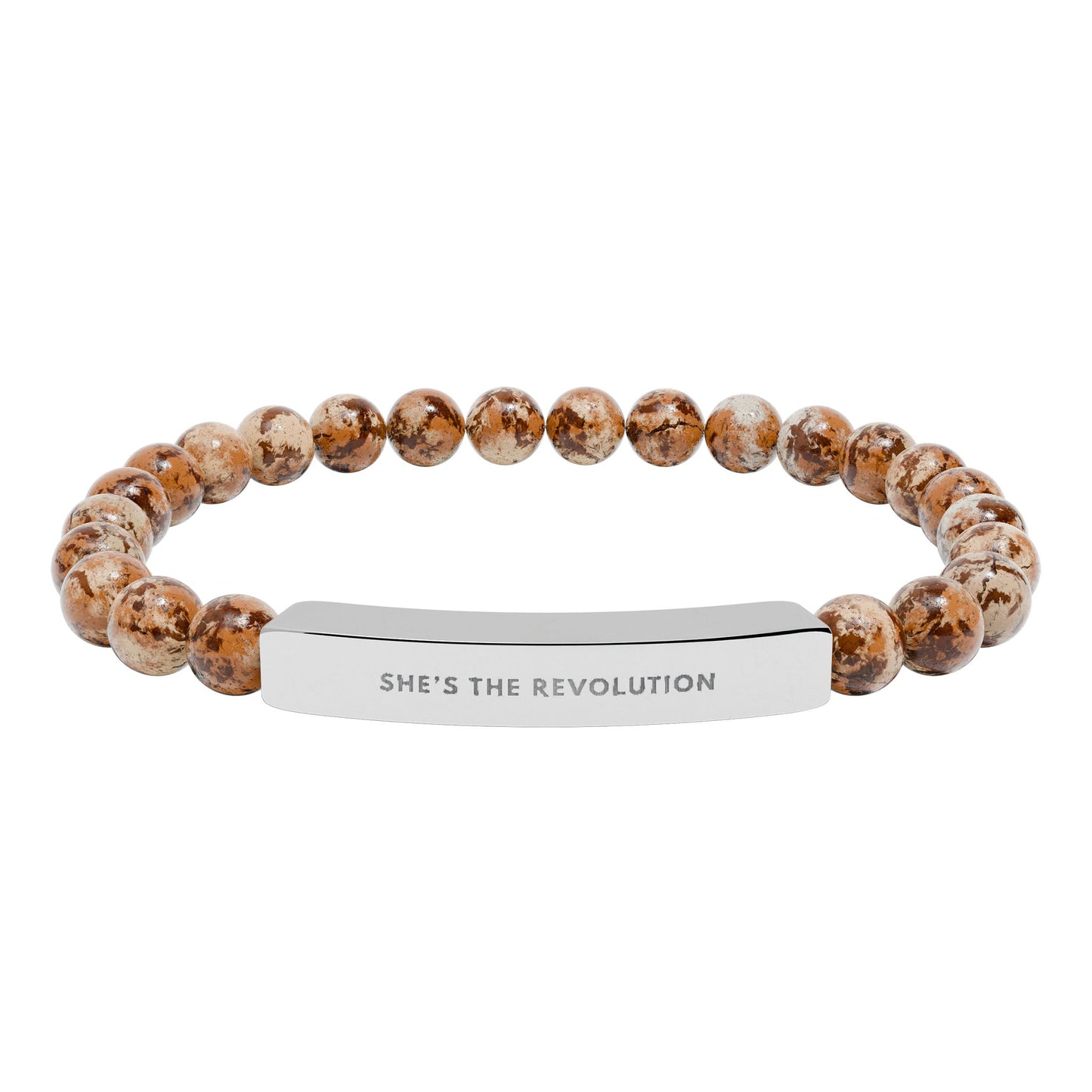 She's The Revolution | Empowering Feminist Mantra Bracelet | Chakra Crystals