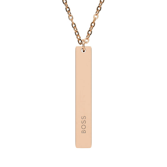 She's Not Bossy, She's A Boss | Vertical Bar Necklace, 18K Gold Plated