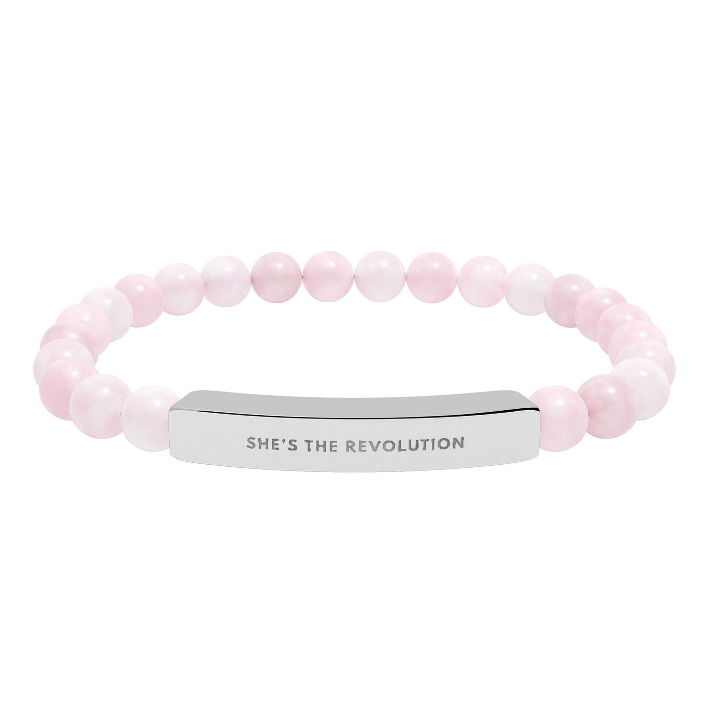 She's The Revolution | Empowering Feminist Mantra Bracelet | Chakra Crystals