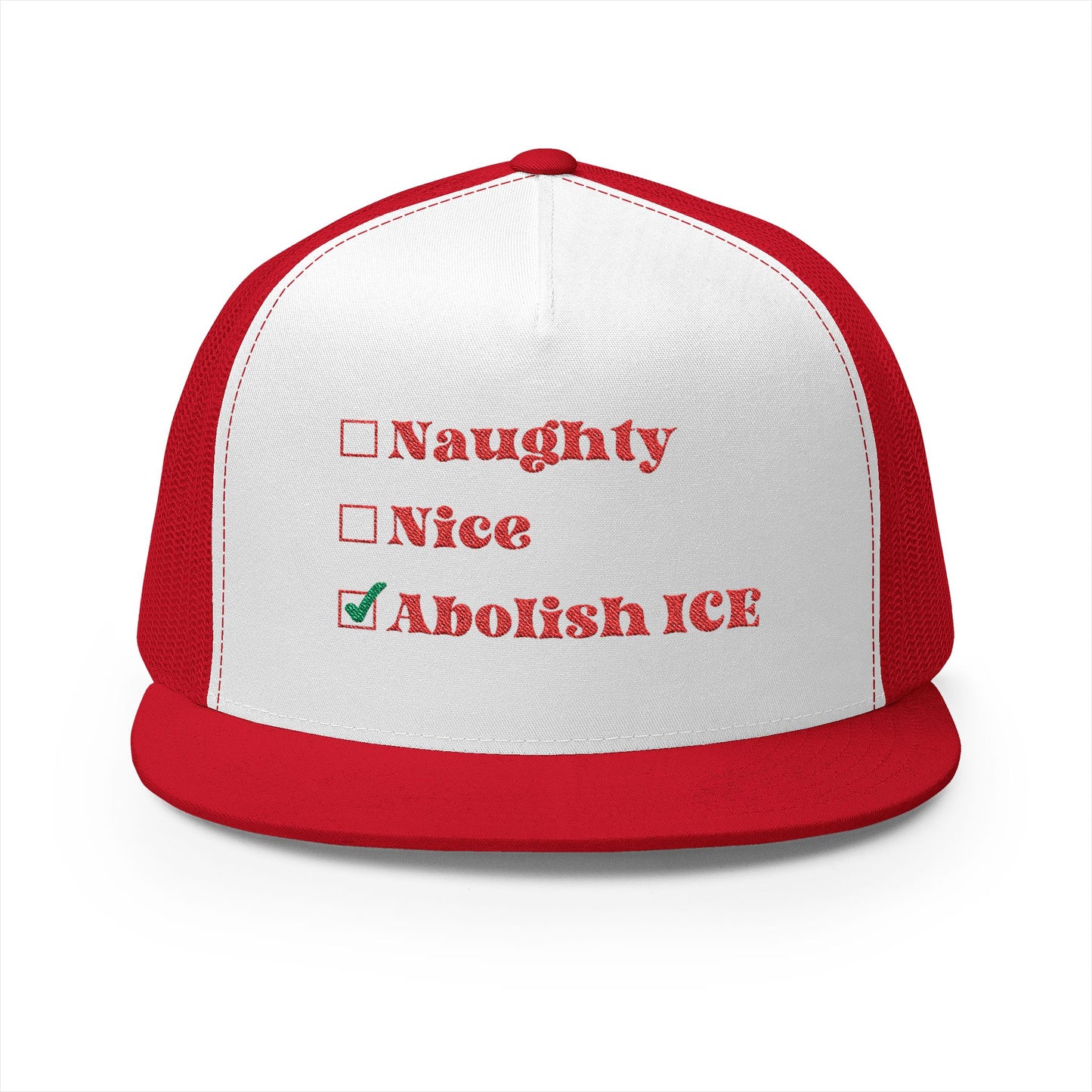 Naughty Nice Abolish ICE Skating Christmas Trucker Cap