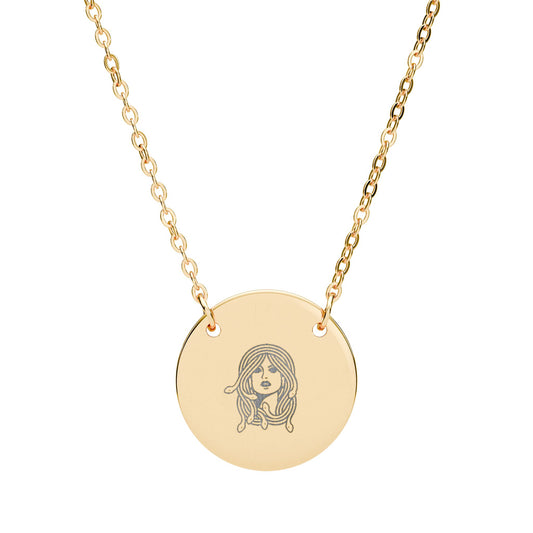 Medusa 18K Gold-Plated Engraved Circle Pendant Necklace | Mythology Jewelry | Feminist Statement Accessory