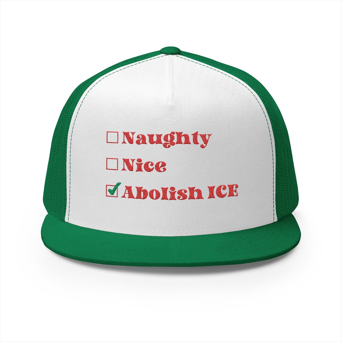 Naughty Nice Abolish ICE Skating Christmas Trucker Cap