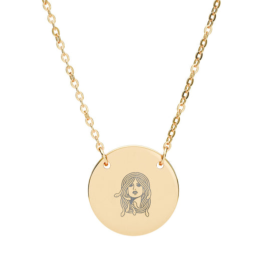 Medusa Greek Mythology | Engraved Circle Pendant Necklace