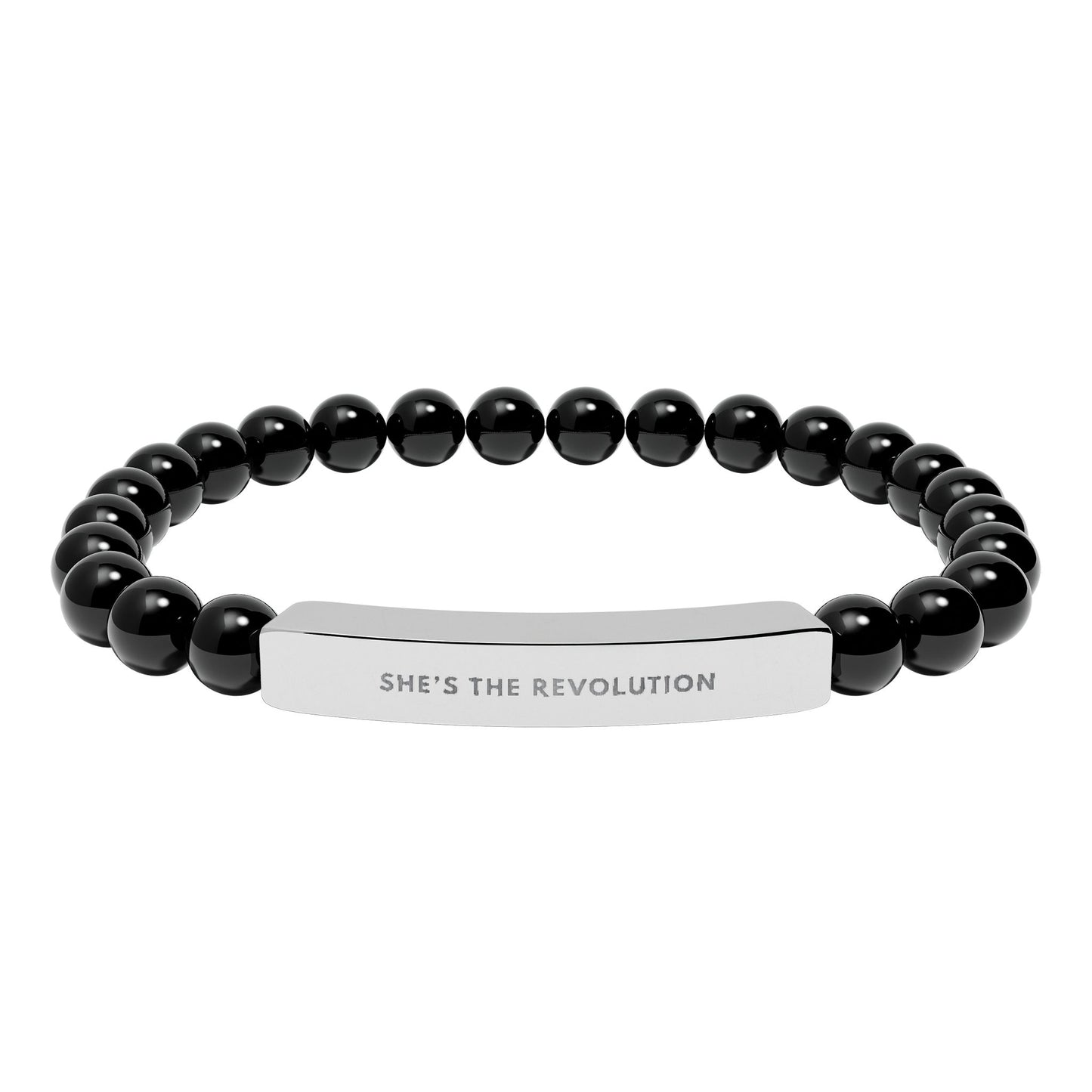 She's The Revolution | Empowering Feminist Mantra Bracelet | Chakra Crystals