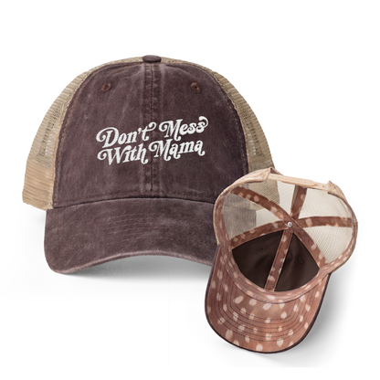 Don't Mess With Mama | Washed Pattern Mesh-Back Trucker Hat