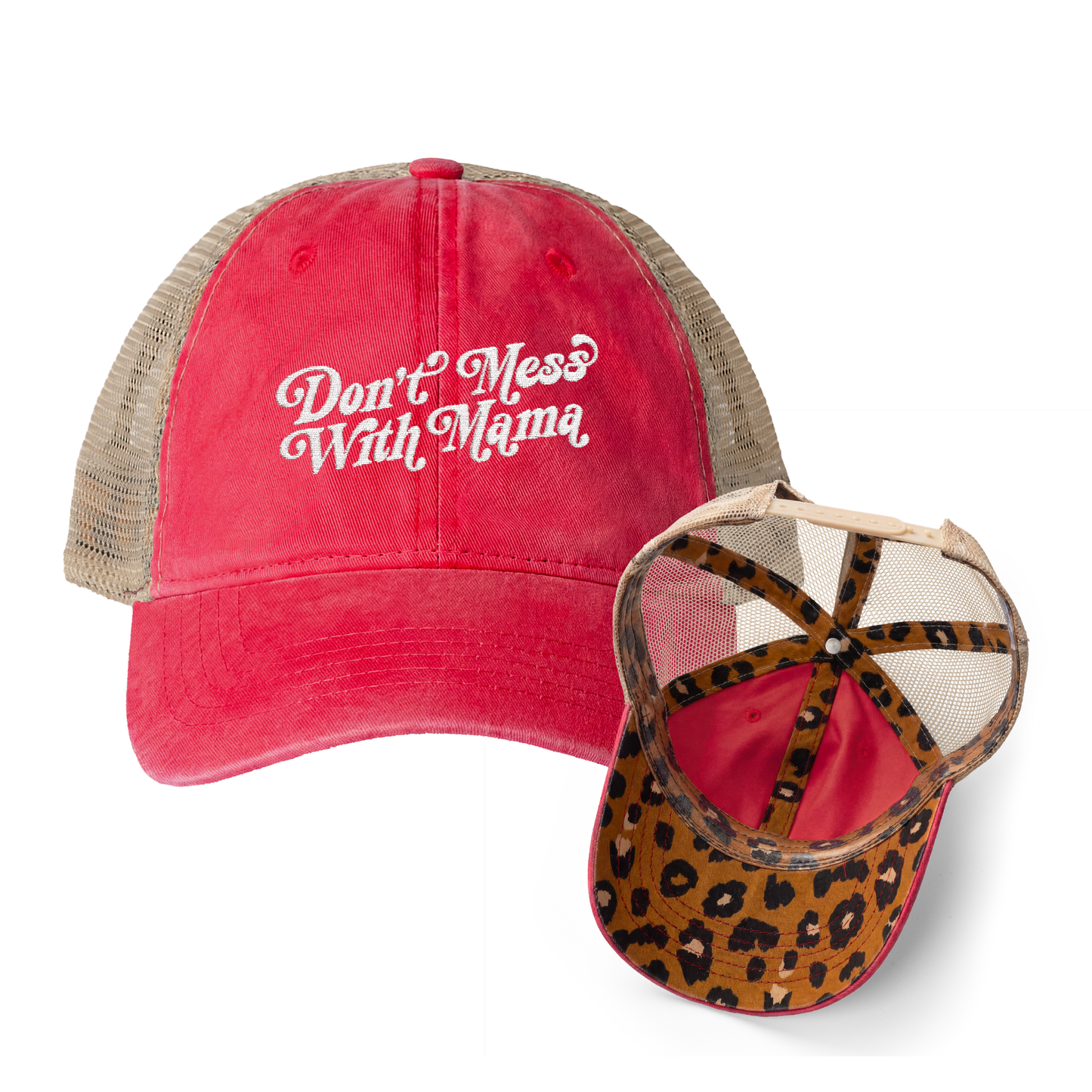 Don't Mess With Mama | Washed Pattern Mesh-Back Trucker Hat