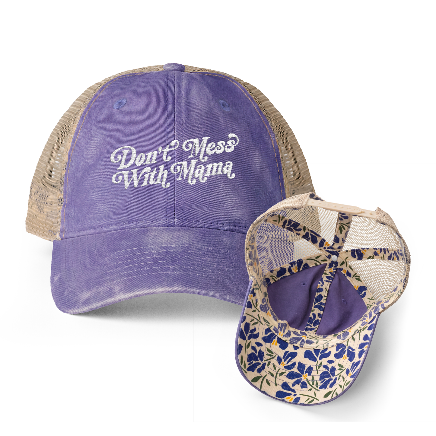 Don't Mess With Mama | Washed Pattern Mesh-Back Trucker Hat