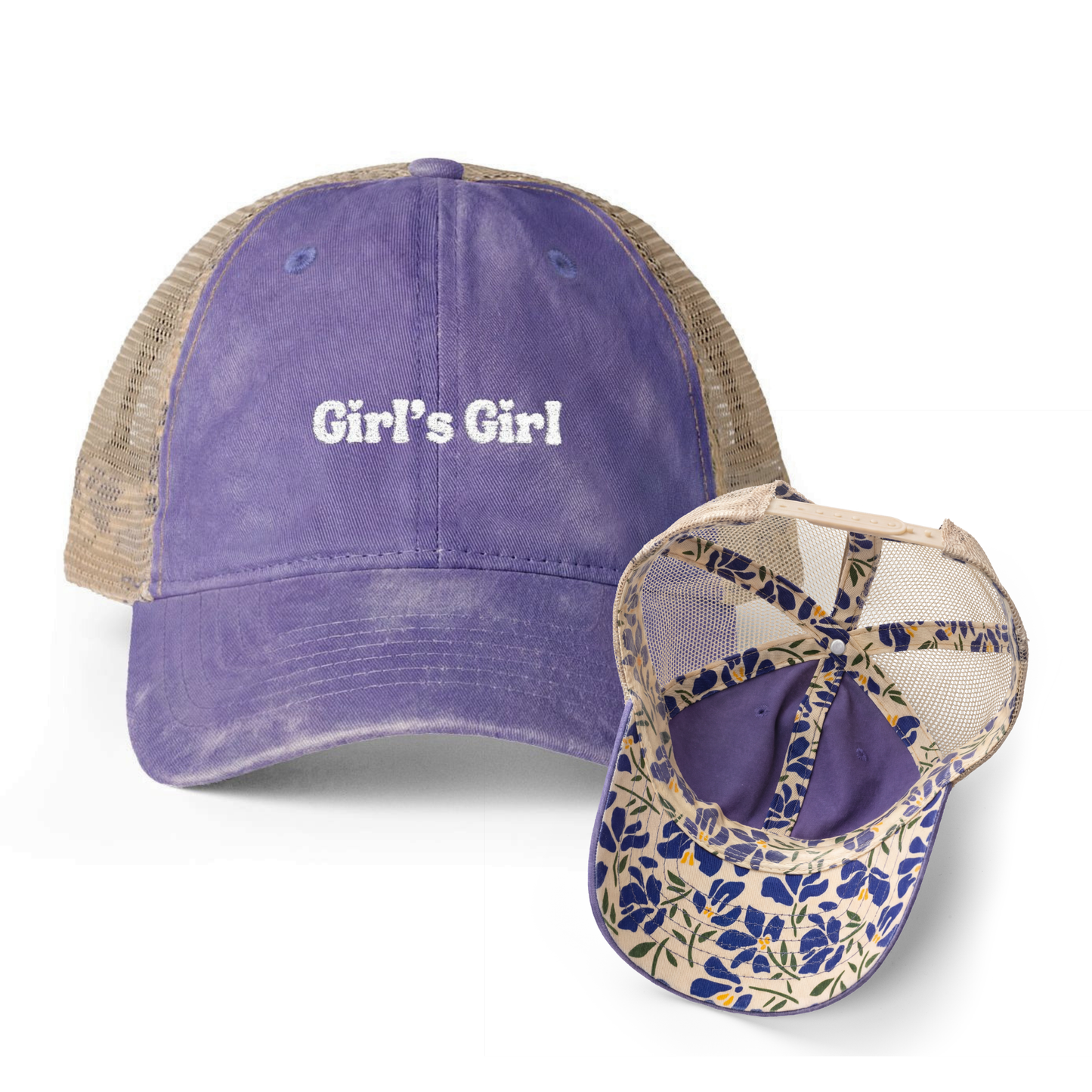 Girls' Girl | Washed Pattern Mesh-Back Trucker Hat