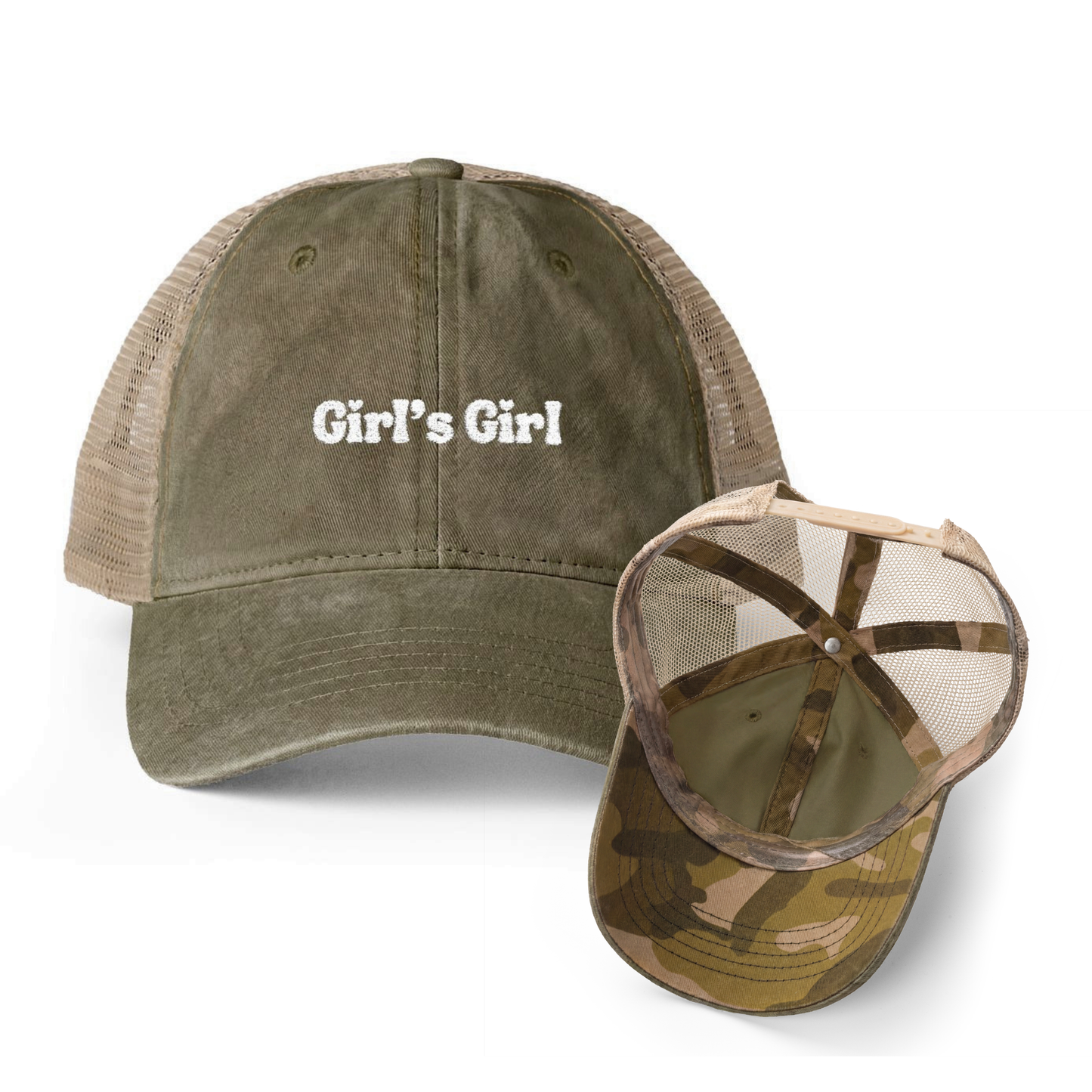 Girls' Girl | Washed Pattern Mesh-Back Trucker Hat