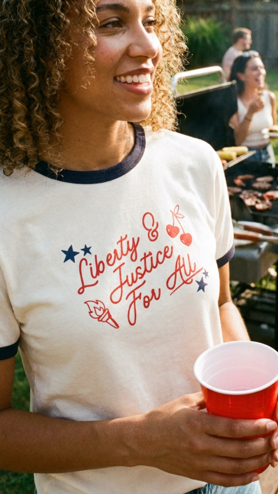 Liberty & Justice For ALL | Retro  Ringer Tee