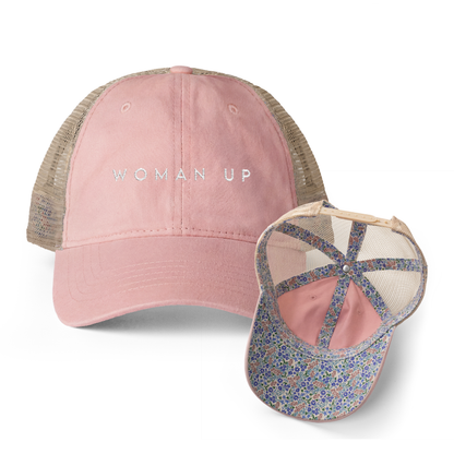 Woman Up | Washed Pattern Mesh-Back Trucker Hat